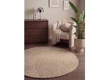 Wollteppich HANSE HOME "Calmio, auch als Läufer und in rund", beige (hellbeige), H:18mm Ø:150cm, Wolle, Teppiche, Handgetuftet, Wolle, Natur, Wohnzimmer, Schlafzimmer, Skandi, Hygge
