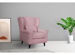 Sessel HOME AFFAIRE "Ohrensessel CHISTELLE, wahlweise mit Polsterhocker", rosa, B:81cm H:99cm T:87cm, 100% Polyester, Sessel, Sessel, mit Wellenunterfederung, Maße: B/T/H: 81/87/99 cm
