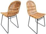 Rattanstuhl SIT "2er-Set T-Rattan Chair Natur Rattan Metall Schwarz", beige (natur, schwarz), B:56cm H:86cm T:48cm, Stühle, Rattanstuhl, 2er Set Rattanstühle mit Metallgestell im modernen Naturdesign