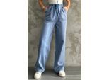 Elastische Taille Rechtlopende Katoenen Broek