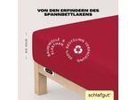Spannbettlaken SCHLAFGUT "EASY JERSEY ELASTHAN Bettlaken, 170 g/m², 95% Baumwolle, 5% Elasthan", rot (rot deep), 1 Stk., Jersey, 140-160x200-220 30cm, Jersey, Obermaterial: 95% Baumwolle, 5% Elasthan, Bettlaken, Spannbettlaken, Spannbettlaken bis 30 cm Höhe, bügelfrei, pflegeleicht, perfekter Sitz