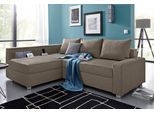 Ecksofa COLLECTION AB "Relax L-Form, B: 223 cm", braun (macchiato), B:223cm H:84cm T:91cm, Zierkissen: 100%Polyester;Struktur (100% Polyester);Microfaser PRIMABELLE (100% Polyester);Kunstleder SOFTLUX / Struktur (80% Polyester, 20% Acryl);Microfaser PRIMABELLE (100% Polyester) / Struktur (80% Polyester, 20% Acryl), Sofas, Ecksofa, Bettfunktion, Bettkasten, Regalelement & 1 Zierkissen, optional Lic