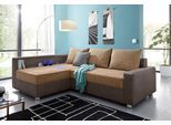 Ecksofa COLLECTION AB "Relax L-Form, B: 223 cm", braun (dunkelbraun, cappucino), B:223cm H:84cm T:91cm, Zierkissen: 100%Polyester;Struktur (100% Polyester);Microfaser PRIMABELLE (100% Polyester);Kunstleder SOFTLUX / Struktur (80% Polyester, 20% Acryl);Microfaser PRIMABELLE (100% Polyester) / Struktur (80% Polyester, 20% Acryl), Sofas, Ecksofa, Bettfunktion, Bettkasten, Regalelement & 1 Zierkissen,