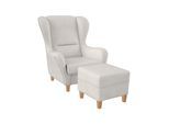 Supellex Sofia Ohrensessel mit Hocker Design Kunstleder Milano Weiß?