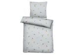 Bettwäsche APELT "Lola", grau, B/L: 135cm x 200cm, 1 Stk., 1 Stk., Satin (Bio-Baumwolle), B/L: 80cm x 80cm, Satin (Bio-Baumwolle), Obermaterial: 100% Baumwolle, Bettwäsche, Bettwäsche, Papageienmotiv