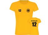 multifanshop Damen T-Shirt - Deutschland - Adler Retro Trikot 12 - Druck schwarz - Frauen