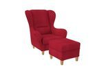 Supellex Sofia Ohrensessel mit Hocker Design Vienna Rot?