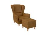 Supellex Sofia Ohrensessel mit Hocker Design Milano Kunstleder Ockerbraun?