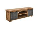 Ambia Home Lowboard, Natur, Schwarz, Holz, Metall, Mangoholz, massiv, 2 Fächer, 2 Schublade(n) Schubladen, 160x50x40 cm, stehend, Holzmöbel, Kleinmöbel Holz, Holzkommoden, Lowboards Holz