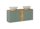 DOPPELWASCHTISCH 140cm Jade Grün und Holz
