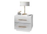 NACHTTISCH LINA LUX mit Griffen und Hochglanzplatte, LED – Griffe: Gold-Chrom