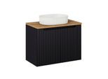 WASCHTISCH 80cm Riva Schwarz und Holz