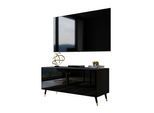 TV-ELEMENT AURA 100 Schwarz Hochglanz – Beinfarbe: Schwarz + Gold