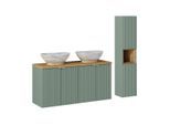 BADMÖBEL 120cm Jade 2er-Set Grün und Holz