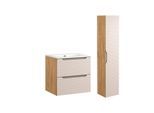 BADMÖBEL 61cm Mallory 2er-Set Beige und Holz