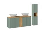 BADMÖBEL 140cm Jade 2er-Set Grün und Holz