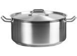 Bratentopf GSW "Le Chef", silberfarben, H:24cm Ø:40cm, Töpfe, Bratentopf, Topf mit Deckel aus hochwertigem Edelstahl 18/10 in Gastro-Qualität