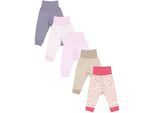 Pumphose TUPTAM "Pumphose Baby Lange Pumphose 5er Pack", Mädchen, Gr. 62, N-Gr, pink (grau pink beige streifen herzen streifen), Obermaterial: 100% Baumwolle CO., Hosen