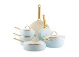 GreenPan , Weiß, Goldfarben, Hellblau , Metall, Glas , 0 l , rund , Kochen & Essen, Töpfe, Kochtopfsets