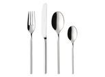 Besteck-Set VILLEROY & BOCH "Tafelbesteck NewWave 24er Set edelstahl", silber (edelstahl), 24, Essbesteck-Sets, Spülmaschinenfest