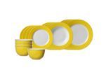 Geschirr-Set RITZENHOFF & BREKER "Einsteiger-Set Doppio 16er Set", gelb, 16, Porzellan, Geschirr-Sets, Geschirr-Set, Spülmaschinenfest