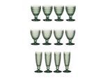 Gläser-Set VILLEROY & BOCH "Wasser-, Wein- und Sektgläser Boston Coloured 12er Set", grün, B:2cm H:2cm, Glas, Trinkgefäße, Spülmaschinenfest