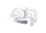 Geschirr-Set SELTMANN WEIDEN "Frühstücks-Set Compact Blaurand 18er Set weiß-blau", bunt (weiß, blau), 18, Porzellan, Geschirr-Sets, Geschirr-Set, Spülmaschinengeeignet, Mikrowellengeeignet, Ofenfest, Salamandergeeignet, Kühlschrankgeeignet, Gefrierschrankgeeignet