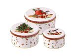 Vorratsdose VILLEROY & BOCH "Keksdosen-Set Winter Collage 3er Set bunt", bunt, B:2cm H:2cm L:2cm, Porzellan, Lebensmittelaufbewahrungsbehälter, Vorratsdose, handwäsche empfohlen