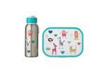Lunchbox MEPAL "Brotdose + Thermoflasche Campus 2er Set", bunt (animal friends), B:2cm H:2cm L:2cm, Kunststoff, Lebensmittelaufbewahrungsbehälter, Lunchbox