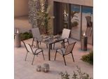 Beldano , Dunkelgrau , Metall, Glas, Textil , Tisch mit Glasplatte , Gartenmöbel, Gartenmöbel-Sets, Gartengarnituren