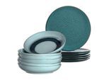 Geschirr-Set LEONARDO "Tafelservice Matera 12er Set", blau, 12, Keramik, Geschirr-Sets, Geschirr-Set, Ideal für den Alltag, spülmaschinengeeignet, mikrowellengeeignet