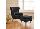 Sessel HOME AFFAIRE "Sallito, TV-Sessel, Ohrensessel mit", schwarz, B:76cm H:109cm T:85cm, Struktur Hahnentritt (67% Polypropylen, 33% Polyester);Samtoptik (100% Polyester);Fellimitat (100% Polyester);Samtcord (92% Polyester, 8% Polyamid);Struktur (100% Polyester);Struktur fein (100% Polyester), Sessel, Sessel, Hocker, in vielen Bezugsqualitäten, auch in Samtcord