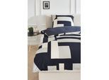 Wendebettwäsche MUSTERRING "Slow", schwarz, B/L: 155cm x 220cm, 1 Stk., 1 Stk., Satin, B/L: 80cm x 80cm, 2 Stk., Satin, 100% Baumwolle, Bettwäsche, Wendebettwäsche, aus reiner Baumwolle