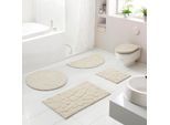 Badematte GRUND "Ashtar, Badvorleger, Badezimmer Teppich, 3D-Design", creme, H:20mm, Polyester, Badematten, Badematte, Hoch-Tief-Design mit organischer Steinoptik, Made in Europe