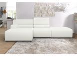 Ecksofa EGOITALIANO "Babouche, Designsofa mit außergewöhnlichem Sitzkomfort zum Wohlfühlen", weiß, B:287cm H:80cm T:98cm, Leder »BULL« (echtes Rindsleder). Geschliffenes, pigmentiertes und behandeltes Rindsleder mit einer Dicke von 1, 3-1, 5 mm. Dieses Leder zeigt eine ziemlich weiche Hand mit einem halb undurchsichtigen Aussehen. Es handelt sich um ein geschütztes Leder. Eine leichte Deckschicht