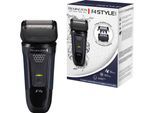 Elektrorasierer REMINGTON "F4002 Style Series Foil Shaver F4", blau (blau, schwarz), ElektrorasiererB:6,2cm H:15,5cm T:4,1cm, Elektrorasierer, +3-Tage Bart-Aufsatz/Schutzkappe, Detailschneider, 100% wasserdicht, B:6,2cm H:15,5cm T:4,1cm