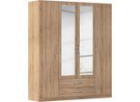 Kleiderschrank RAUCH "Schrank Garderobe Ankleide GAMMA Breiten 91/136/181/226/271/315/360 cm", eiche sonoma, griffe chrom, B:181cm H:210cm T:54cm, Holzwerkstoff, Schränke, Kleiderschrank, verschiedene Griff-Varianten, mit Spiegel TOPSELLER MADE IN GERMANY
