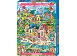 Puzzle HEYE "Good Morning / Happytown", bunt, Puzzles, KinderB:50cm H:70cm, Pappe, Motiv, Puzzle, Made in Germany, B:50cm H:70cm
