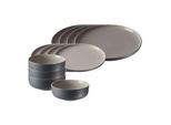 Geschirr-Set RITZENHOFF & BREKER "Basic-Set Jasper 12er Set", grau, 12, Steinzeug, Geschirr-Sets, Geschirr-Set, Spülmaschinenfest