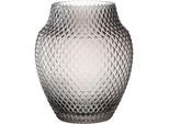 Tischvase LEONARDO "Dekovase POESIA, Relief-Optik, in bauchiger Form", grau, H:22,5cm Ø:19cm, Glas, Vasen, Tischvase, aus Glas, handgefertigt, Höhe ca. 22,5 cm