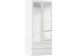 Kleiderschrank RAUCH "Schrank Garderobe Ankleide GAMMA Breiten 91/136/181/226/271/315/360 cm", alpinweiß, griffe weiß, B:91cm H:210cm T:54cm, Holzwerkstoff, Schränke, Kleiderschrank, verschiedene Griff-Varianten, mit Spiegel TOPSELLER MADE IN GERMANY