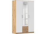 Kleiderschrank RAUCH "Schrank Garderobe Ankleide GAMMA Breiten 91/136/181/226/271/315/360 cm", eiche artisan, alpinweiß, griffe chrom, B:136cm H:210cm T:54cm, Holzwerkstoff, Schränke, Kleiderschrank, verschiedene Griff-Varianten, mit Spiegel TOPSELLER MADE IN GERMANY