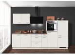 Küchenzeile KOCHSTATION "KS-Scafa, mit höhenverstellbaren Füßen", beige (küche: natur, korpus: magnoliafarben, arbeitsplatte: walnuss braun nachbildung), B:320cm T:60cm, Komplettküchen-Sets, Küchenzeile, vormontiert, wahlweise mit E-Geräten, mit Soft-Close, Breite 320 cm