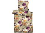 Bettwäsche APELT "Luna", bunt (beige, bunt), B/L: 155cm x 220cm, 1 Stk., 1 Stk., Satin (Bio-Baumwolle), B/L: 80cm x 80cm, 2 Stk., Satin (Bio-Baumwolle), Obermaterial: 100% Baumwolle, Bettwäsche, Bettwäsche, mit floralem Print