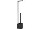 WC-Garnitur WENKO "Avola", schwarz, B:13cm H:70cm L:16cm, Edelstahl, Polypropylen, Reinigungsbürsten, WC-Garnitur, Stand WC-Garnitur