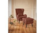 Sessel HOME AFFAIRE "Sallito, TV-Sessel, Ohrensessel mit", orange (terra), B:76cm H:109cm T:85cm, Struktur Hahnentritt (67% Polypropylen, 33% Polyester);Samtoptik (100% Polyester);Fellimitat (100% Polyester);Samtcord (92% Polyester, 8% Polyamid);Struktur (100% Polyester);Struktur fein (100% Polyester), Sessel, Sessel, Hocker, in vielen Bezugsqualitäten, auch in Samtcord