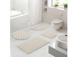 Badematte OTTO HOME "Naala, Badvorleger, Badezimmer Teppich, sehr weich", beige (creme), H:20mm, Polyester, Badematten, Badematte, Karo-Muster, auch als 2-teiliges Set erhältlich, Made in Europe