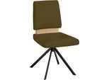 Drehstuhl MASSIVLINE & MORE "Brügge 301", olive, schwarz, olive, B:48cm H:92cm T:59,5cm, Holzwerkstoff, Metall, Stoff, Stühle, Drehstuhl