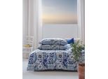 Bettwäsche APELT "Azzuro", blau, B/L: 135cm x 200cm, 1 Stk., 1 Stk., Satin (Bio-Baumwolle), B/L: 80cm x 80cm, Satin (Bio-Baumwolle), Obermaterial: 100% Baumwolle, Bettwäsche, Bettwäsche, Handgemalte blau-weiße Kacheln im Amalfi-Style