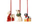 Weihnachtsfigur VILLEROY & BOCH "Ornamente Hunde Nostalgic Ornaments 3er Set bunt", bunt, B:2cm H:2cm T:2cm, Dekofiguren, Weihnachtsfigur